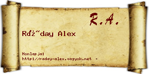 Ráday Alex névjegykártya